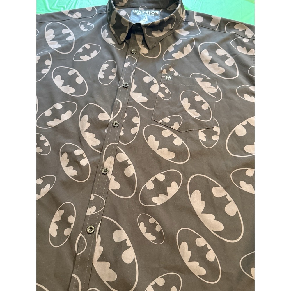 Warrior Camo Bat Camo Button Up Shirt Mens Size 3XL Short Sleeve Batman Stretch - Picture 3 of 7